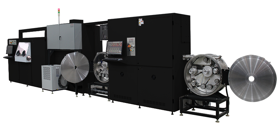 Dual chamber III-V MOCVD system with batch and reel-to-reel processing capabilities
